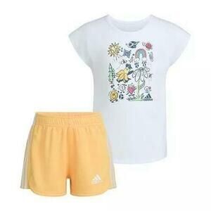 Adidas Graphic T-Shirt & Mesh Shorts, 2 Piece Set